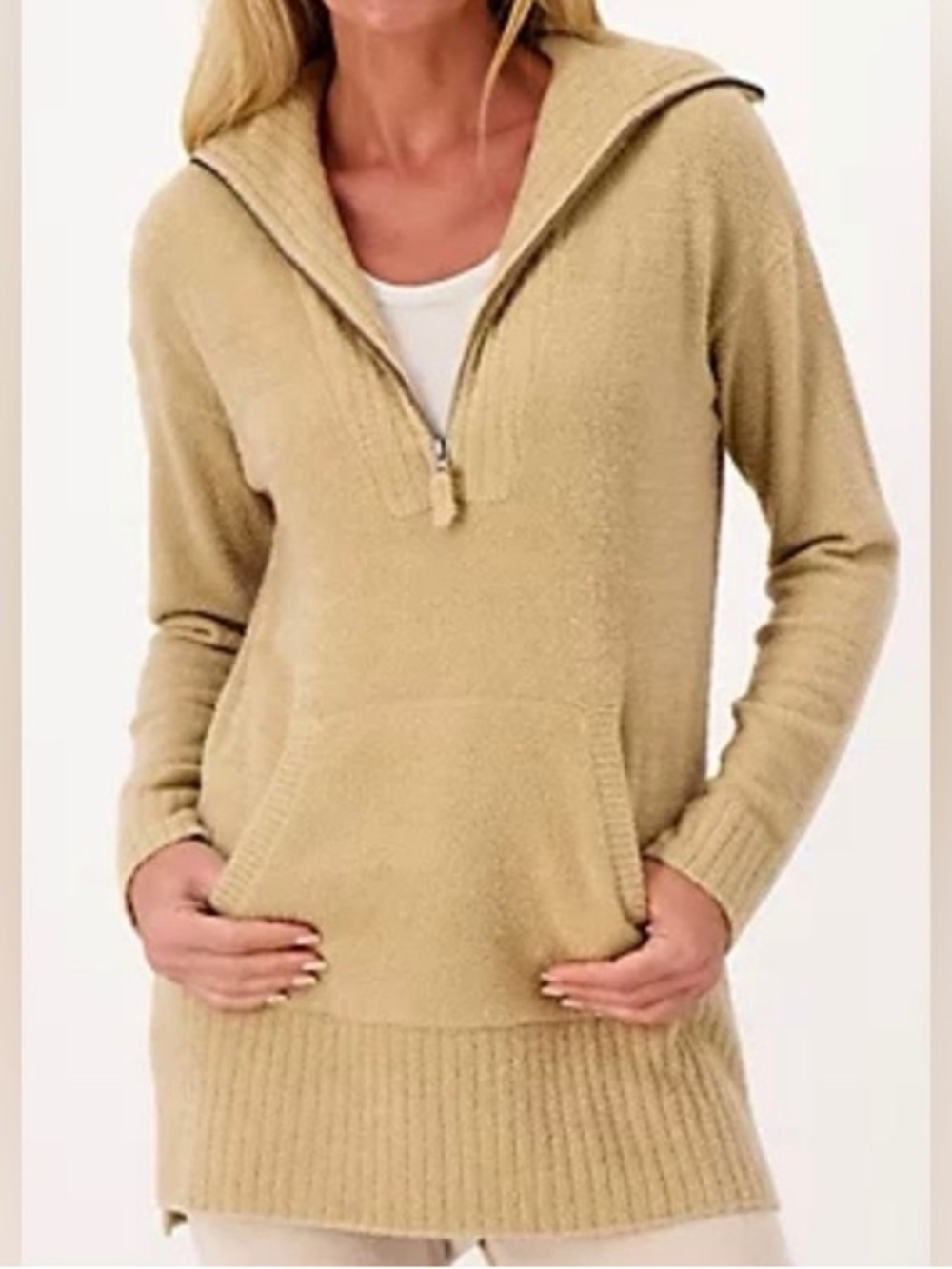Barefoot Dreams CozyChic Lite Hoodie in Beige